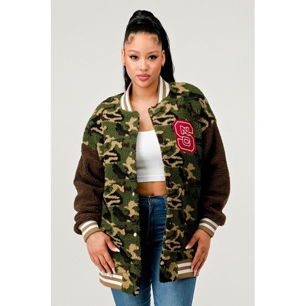 Camo Varsity Bomber Jacket